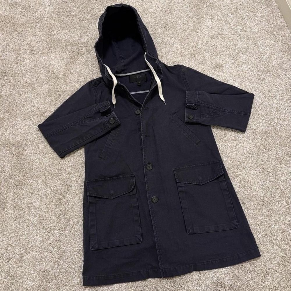 Vintage‎ J.Crew Hooded Utility Jacket | Navy Blue | Small